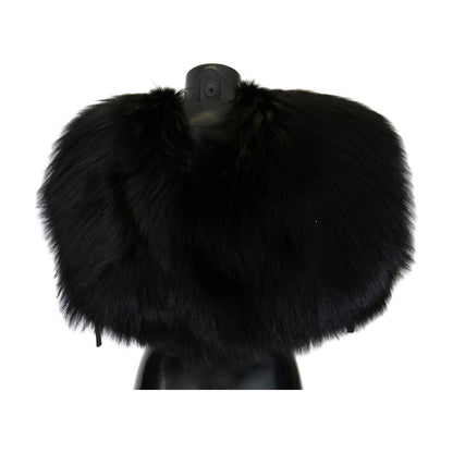 Dolce & Gabbana Black Silver Fox Fur Scarf