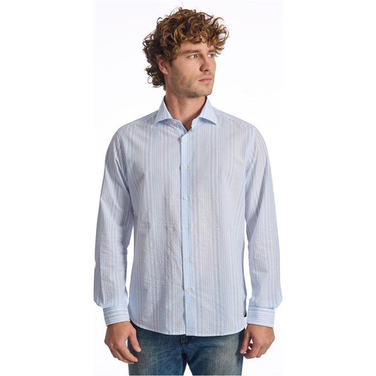 Baldinini Trend Light Blue Cotton Men Shirt Baldinini Trend Light Gray