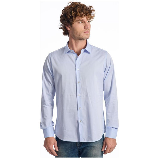 Baldinini Trend Light Blue Cotton Men Shirt Baldinini Trend Light Gray