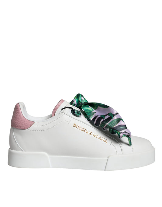 Dolce & Gabbana White Leather Portofino Low Top Sneakers Shoes Dolce & Gabbana