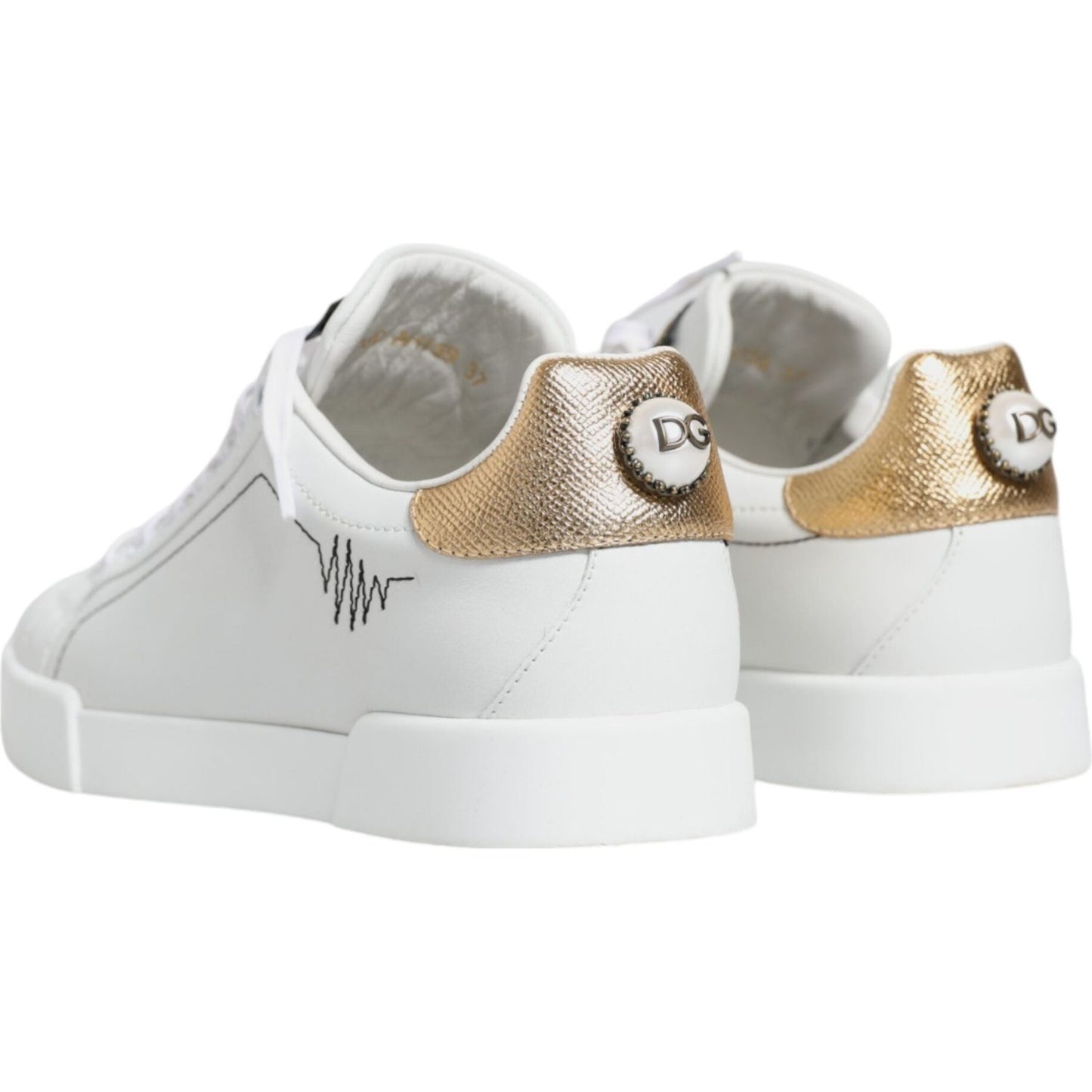 Dolce & Gabbana White Leather Portofino Low Top Sneaker Shoes Dolce & Gabbana