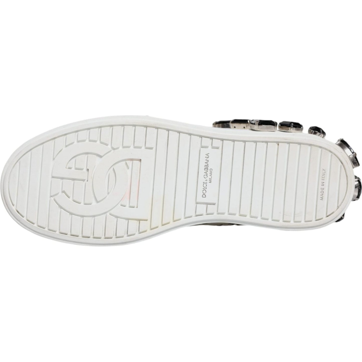 Dolce & Gabbana White Crystal Portofino Low Top Sneaker Shoes Dolce & Gabbana