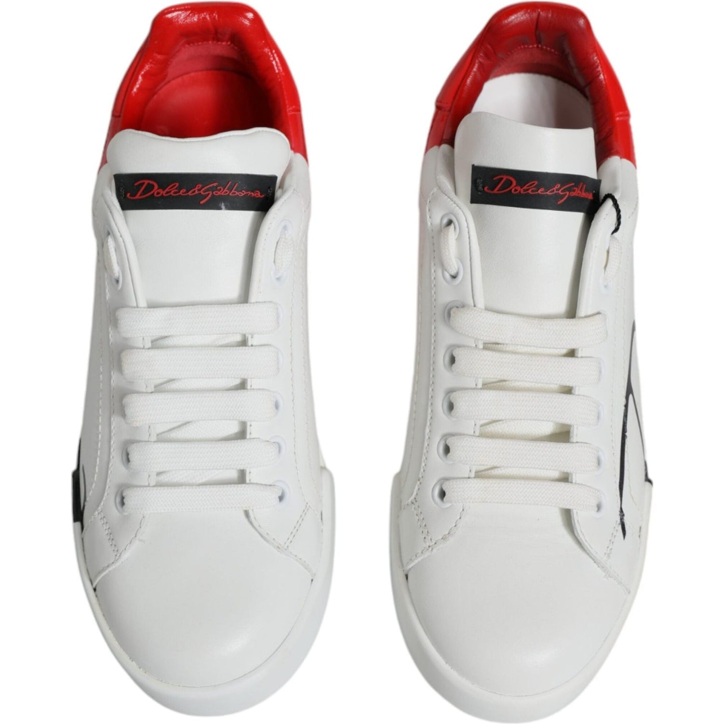 Dolce & Gabbana White Red Portofino Low Top Sneakers Shoes Dolce & Gabbana