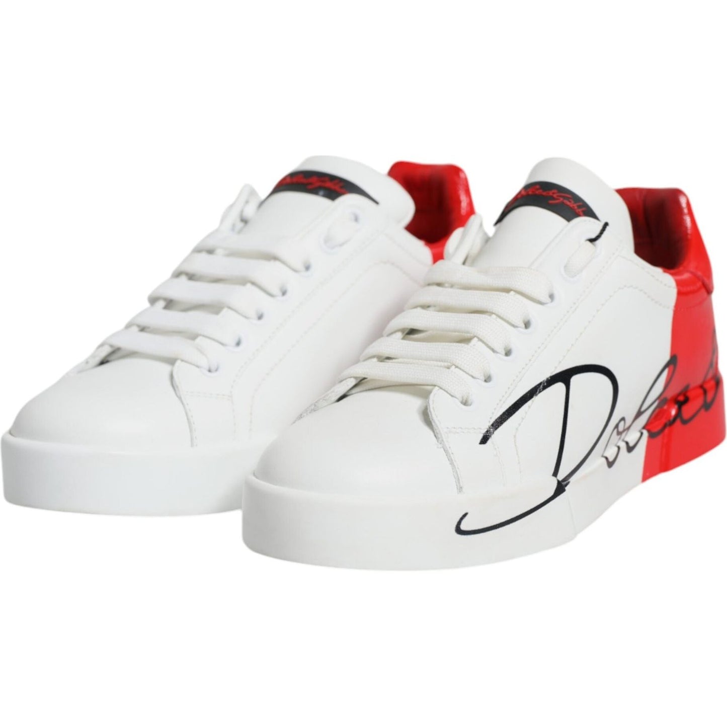 Dolce & Gabbana White Red Portofino Low Top Sneakers Shoes Dolce & Gabbana