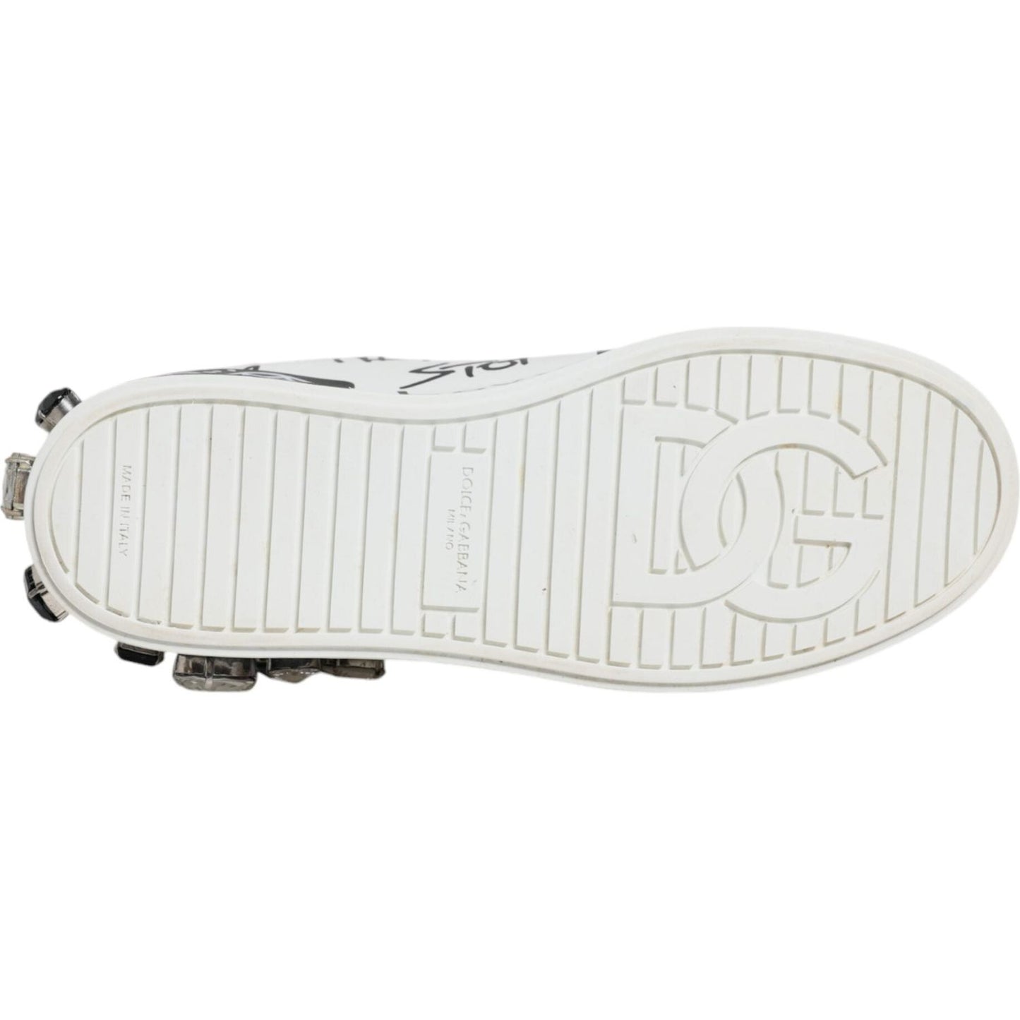 Dolce & Gabbana White Crystal Portofino Low Top Sneaker Shoes Dolce & Gabbana