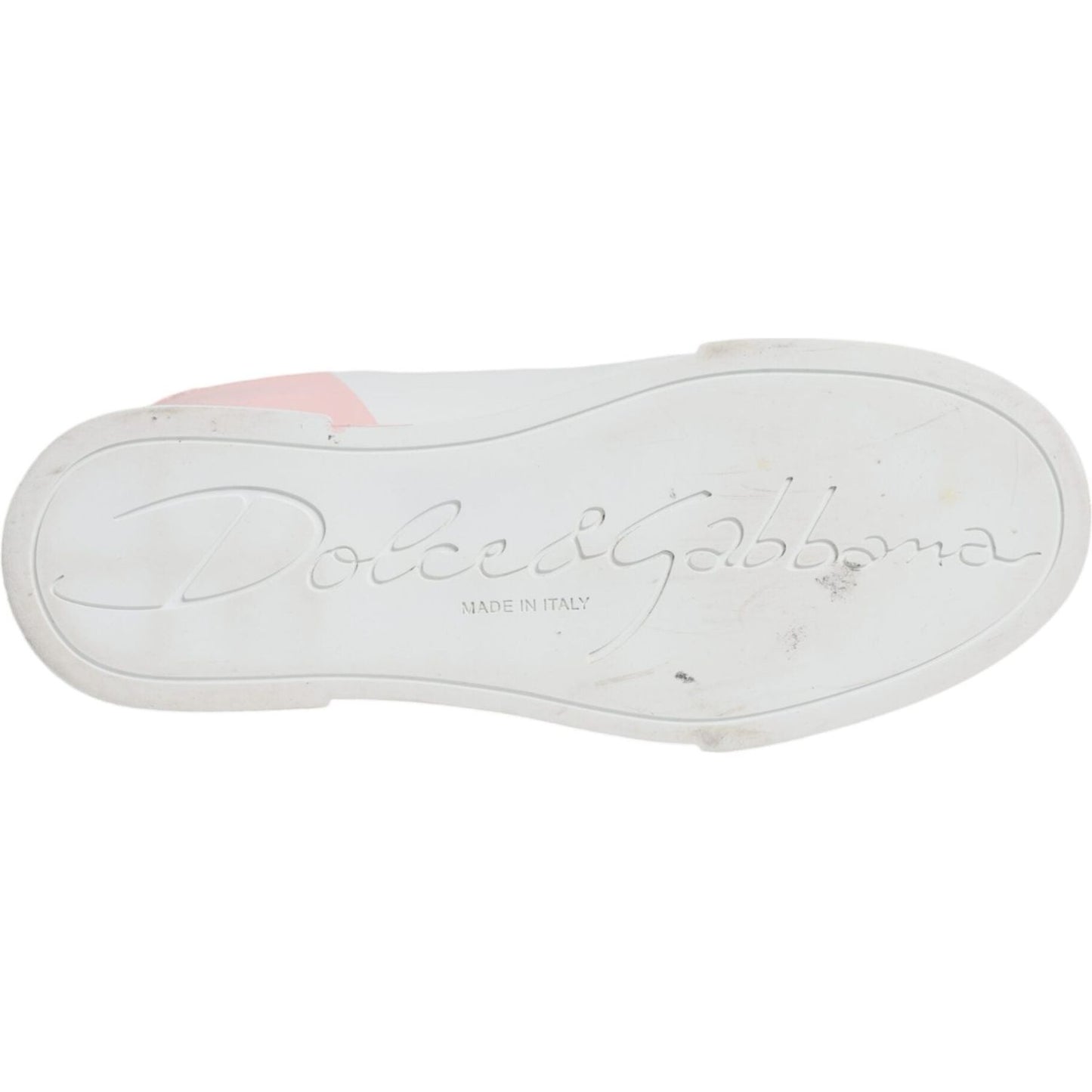 Dolce & Gabbana White Pink Portofino Low Top Sneakers Shoes Dolce & Gabbana