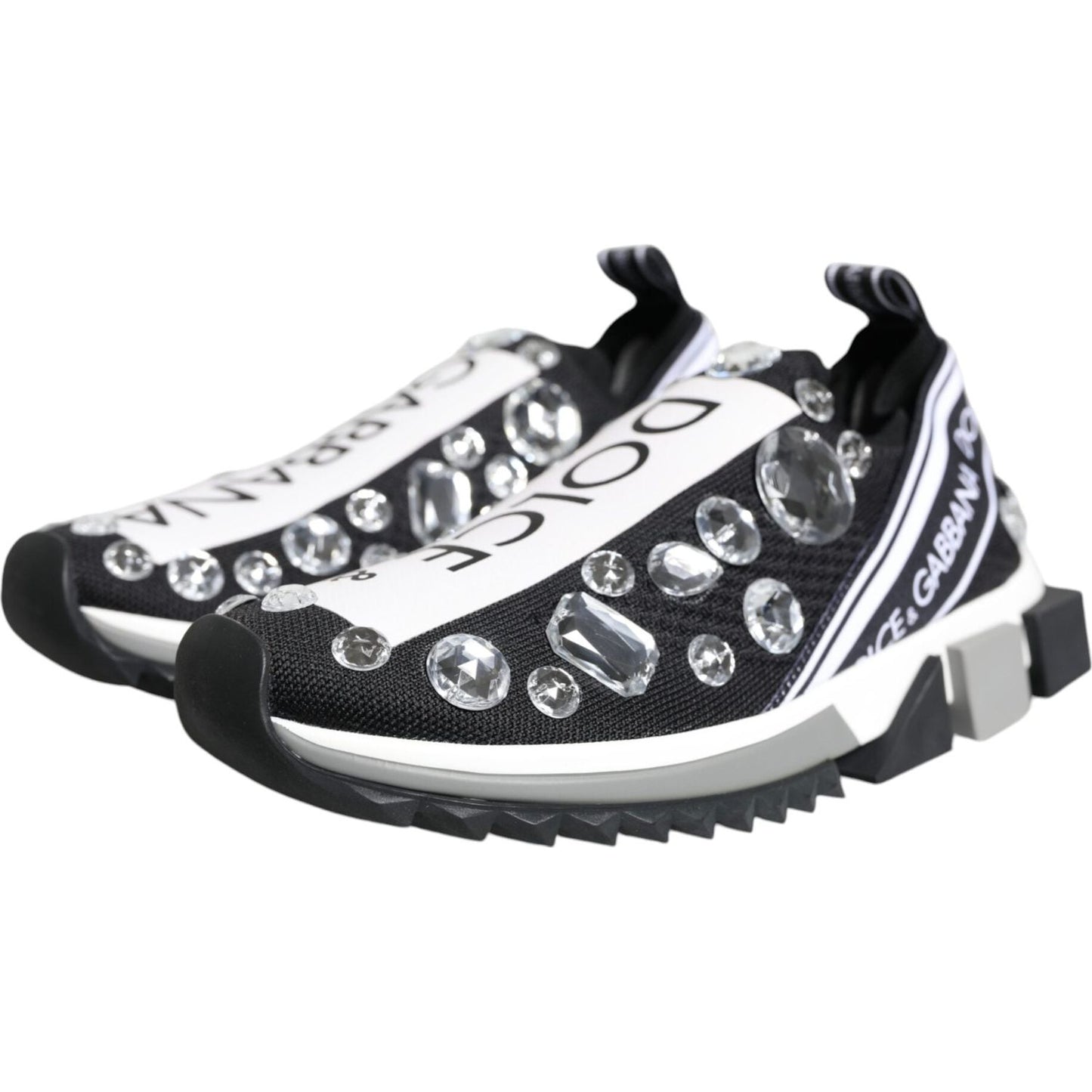 Dolce & Gabbana Black Sorrento Crystals Low Top Sneakers Shoes Dolce & Gabbana