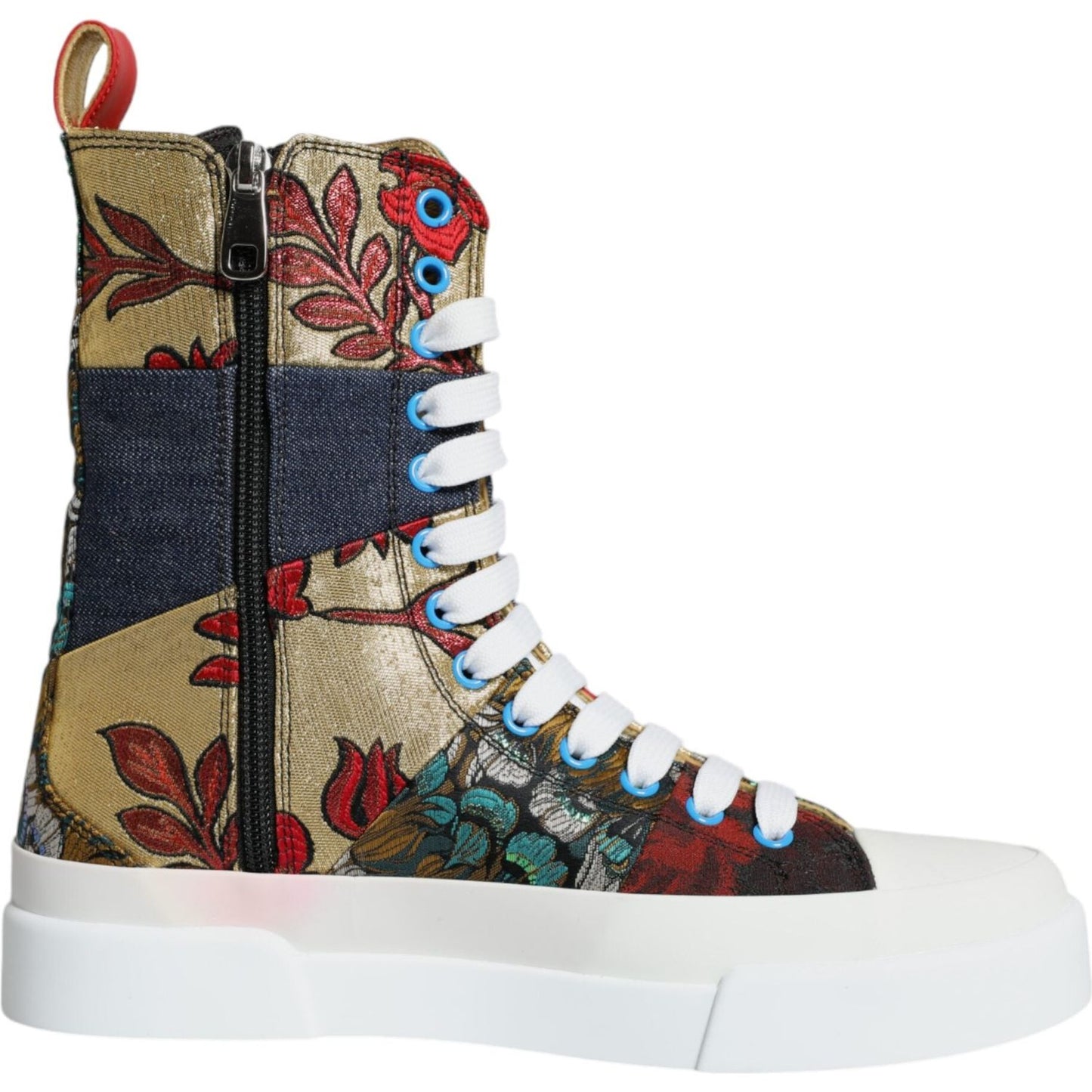 Dolce & Gabbana Multicolor Patchwork Logo High Top Sneakers Shoes Dolce & Gabbana