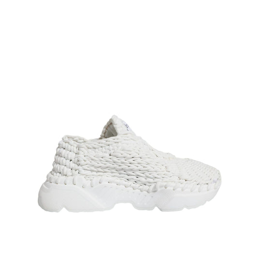 Dolce & Gabbana White Knitted Daymaster Sneakers Shoes