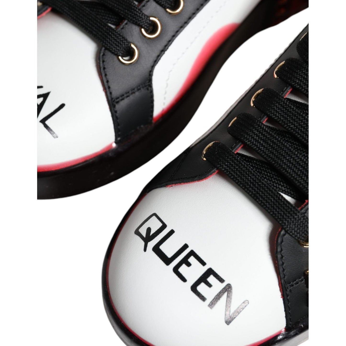 Dolce & Gabbana White Red Crystals Leather Portofino Sneakers Shoes
