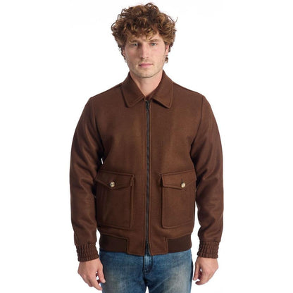 Roberto Pepe Luxury Brown Wool Men Jacket