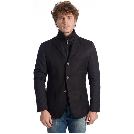 Roberto Pepe Luxury Black Polyester Jacket Roberto Pepe Luxury