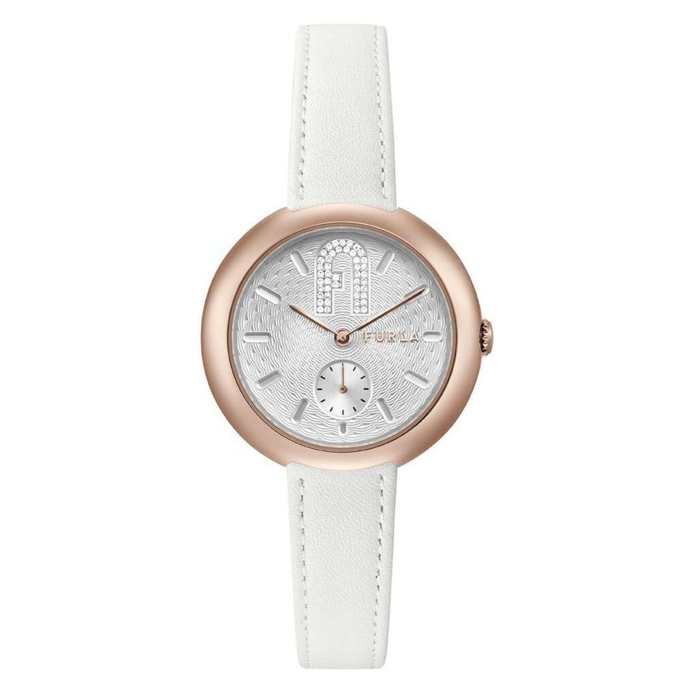 Furla White Leather Watch Furla Light Gray