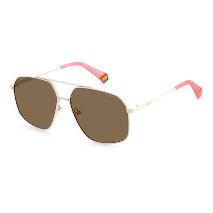 Polaroid Beige Stainless Steel Sunglasses Polaroid