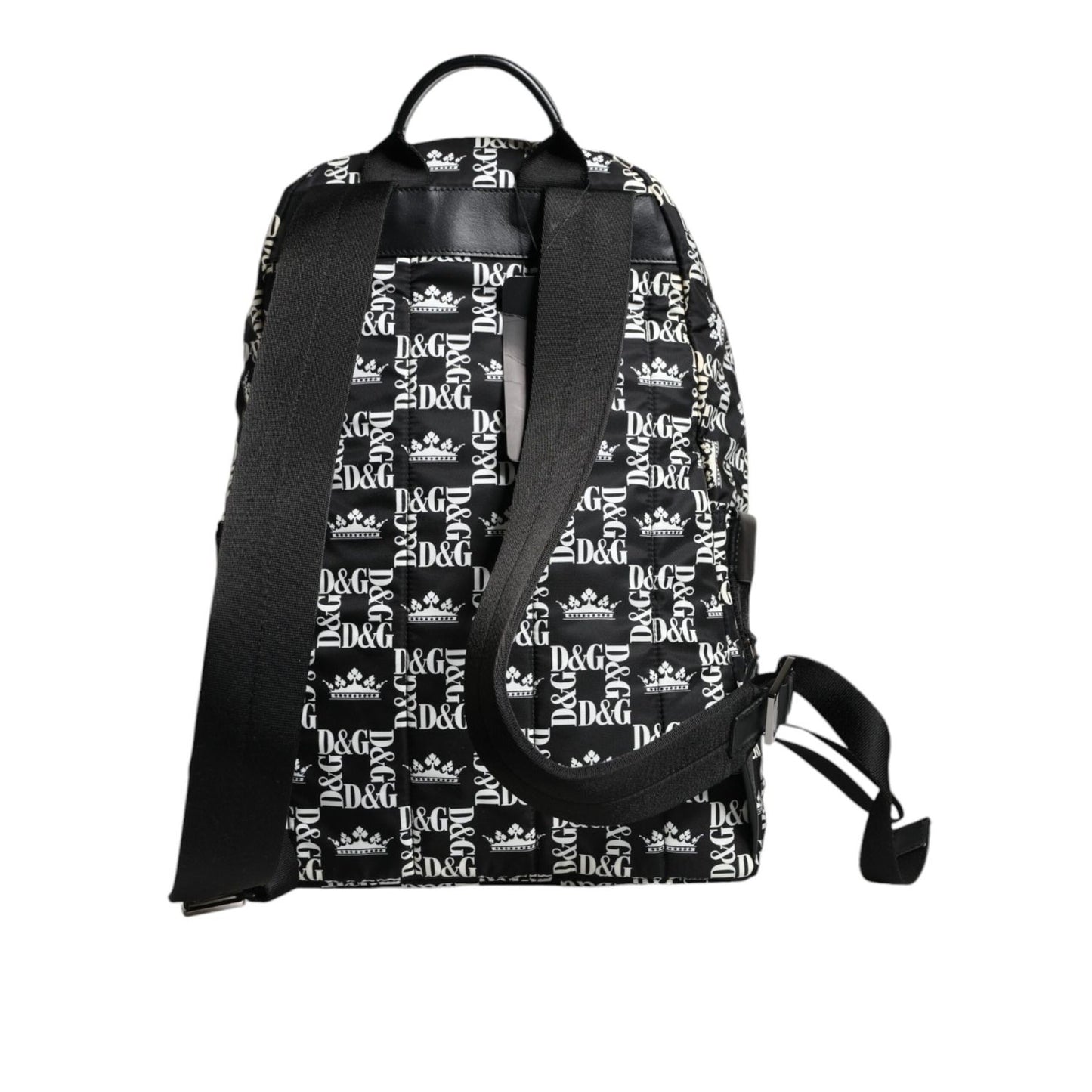Dolce & Gabbana Black White DG Crown Logo Nylon Backpack Bag