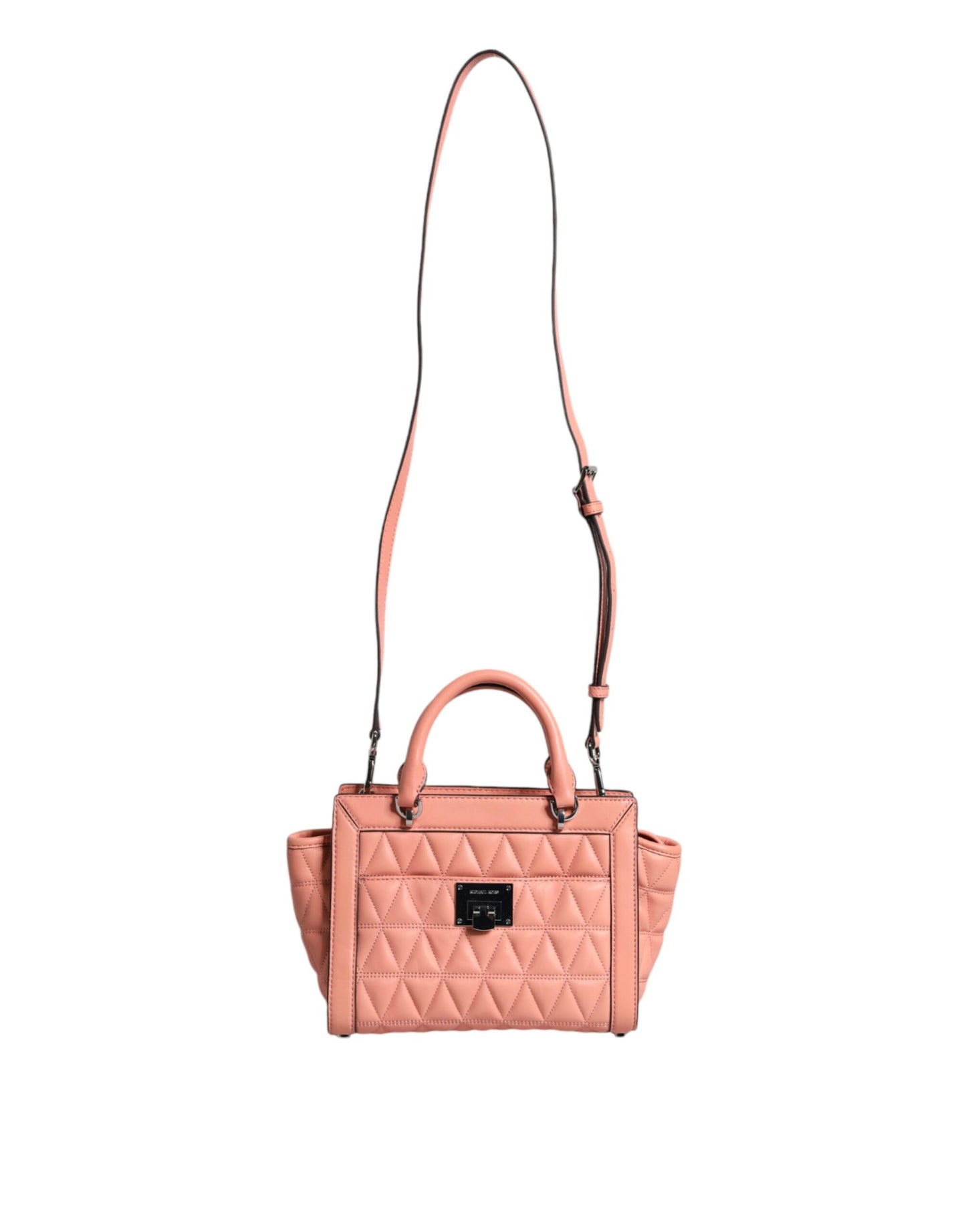 Michael Kors Peach Quilted Leather Logo Crossbody VIVIANNE Messenger Bag Michael Kors