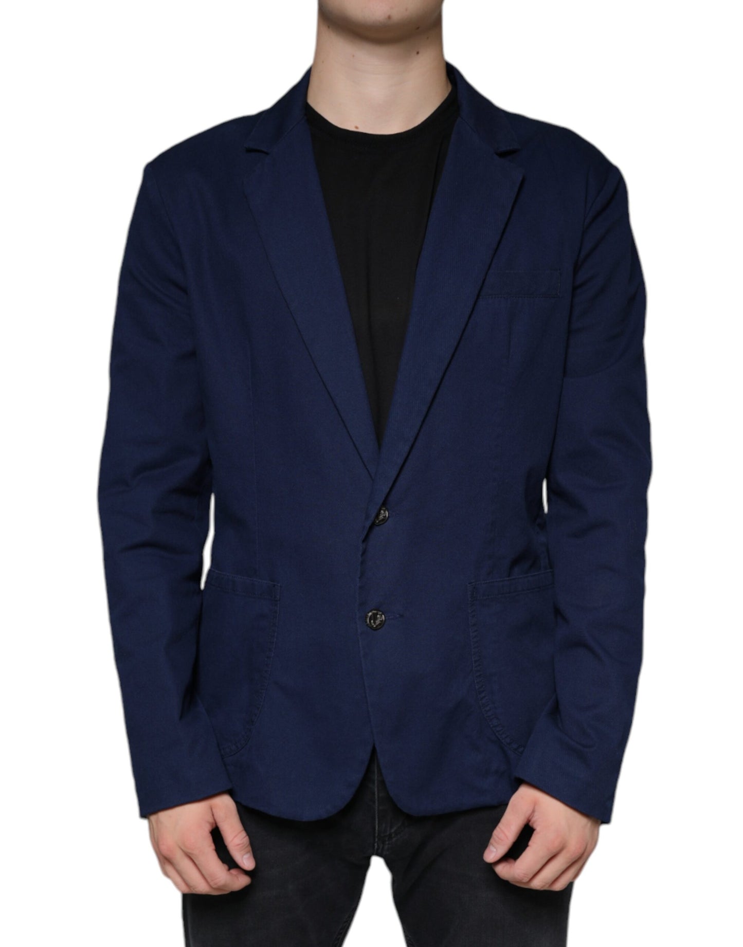 Dolce & Gabbana Blue Notch Single Breasted Dress Coat Blazer Dolce & Gabbana