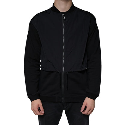 MSGM Black Cotton Full Zip Bomber Long Sleeves Jacket MSGM