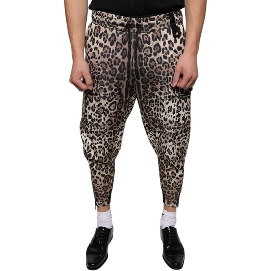 Dolce & Gabbana Brown Leopard Polyester Jogger Pants Dolce & Gabbana