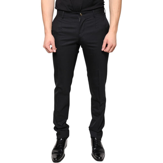 Dolce & Gabbana Black Wool Skinny Men Dress Pants Dolce & Gabbana