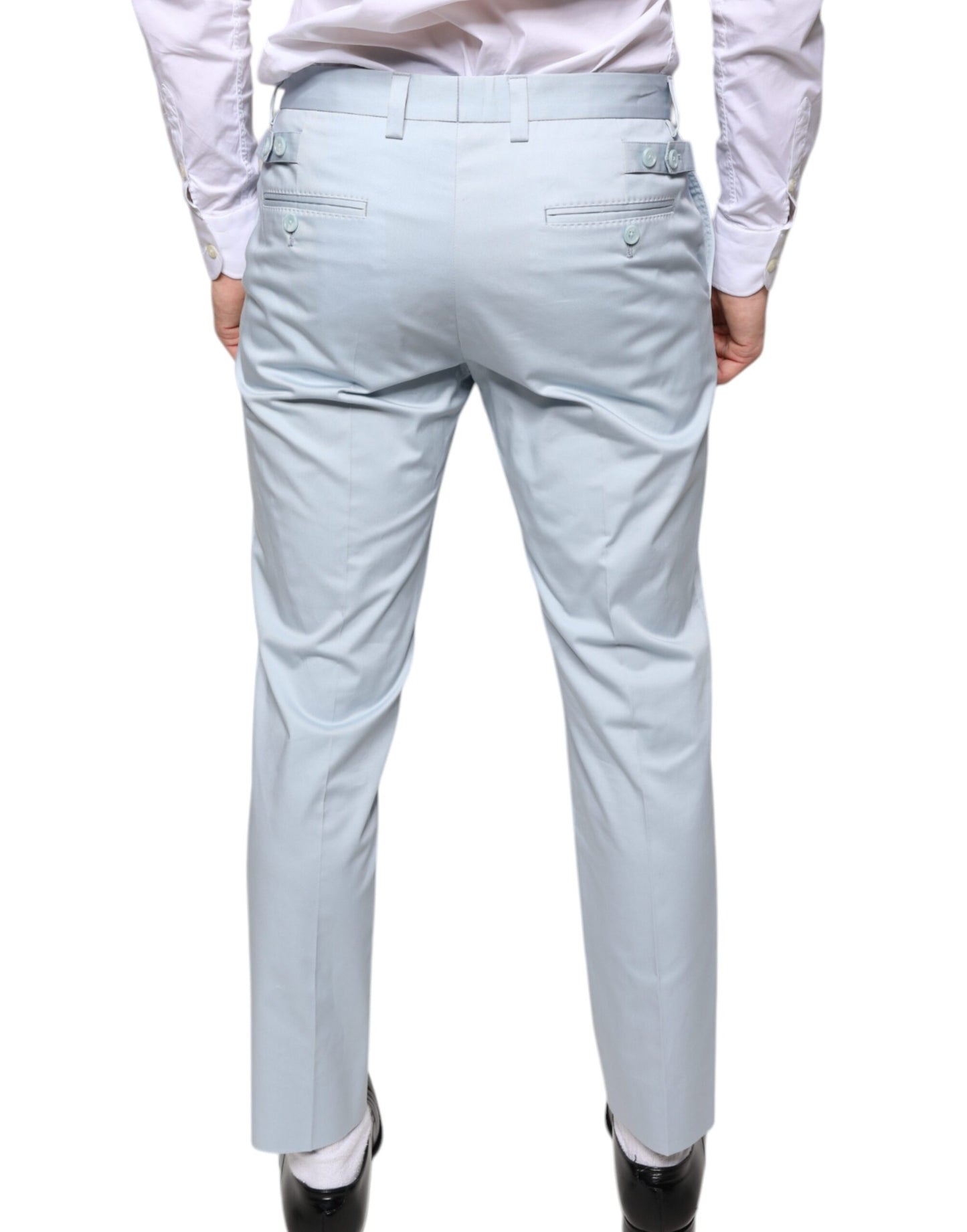 Dolce & Gabbana Light Blue Cotton Dress Pants Dolce & Gabbana