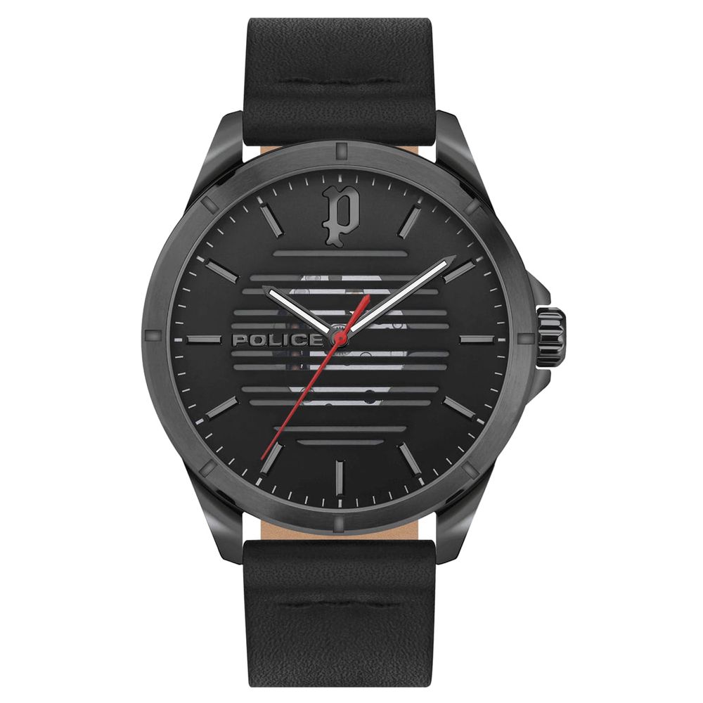 Police Black Leather Watch Police