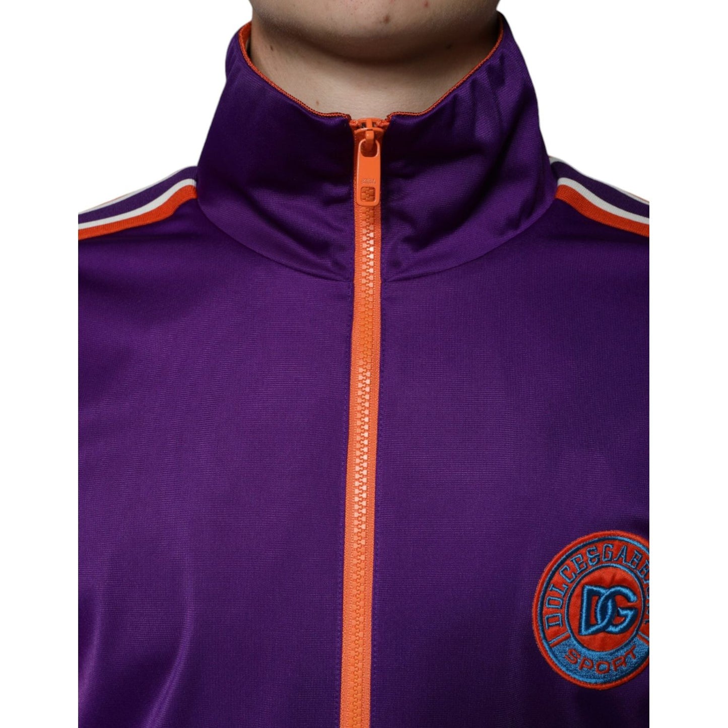 Dolce & Gabbana Purple Polyester Full Zip Long Sleeve Sweater Dolce & Gabbana