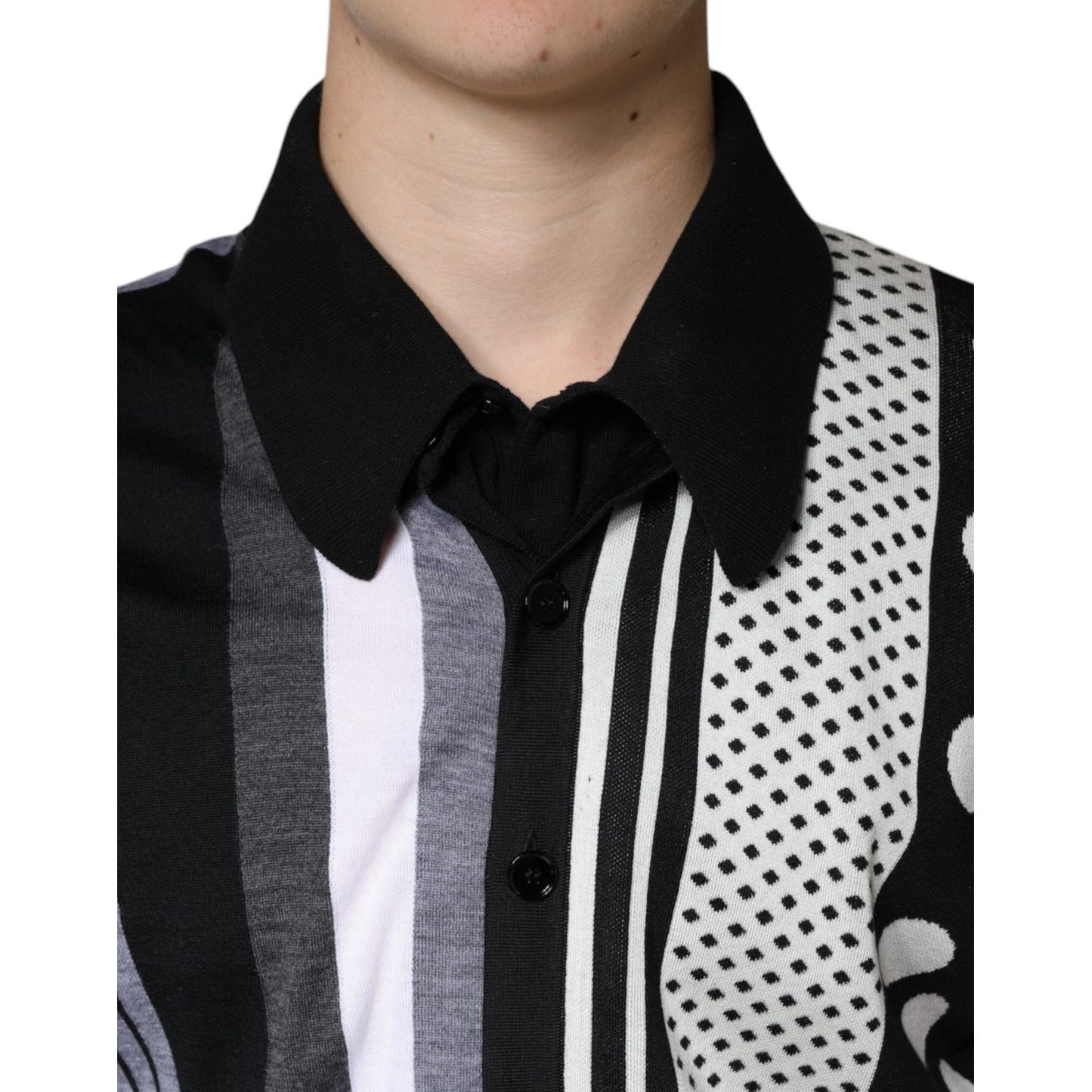 Dolce & Gabbana Black White Polka Dot Collared Polo T-shirt Dolce & Gabbana