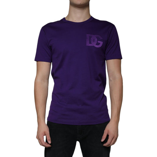 Dolce & Gabbana Purple DG Logo Cotton Crew Neck T-shirt