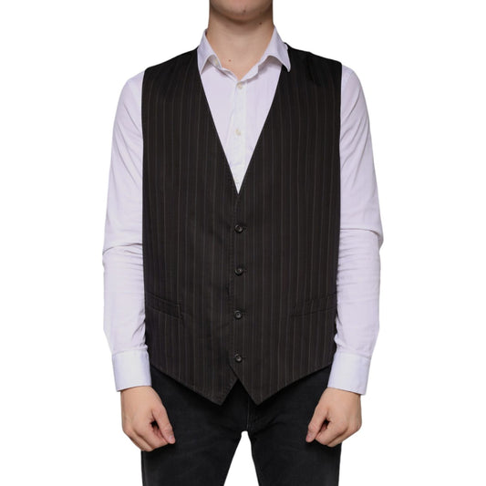 Dolce & Gabbana Black Cotton Waistcoat Dress Formal Vest