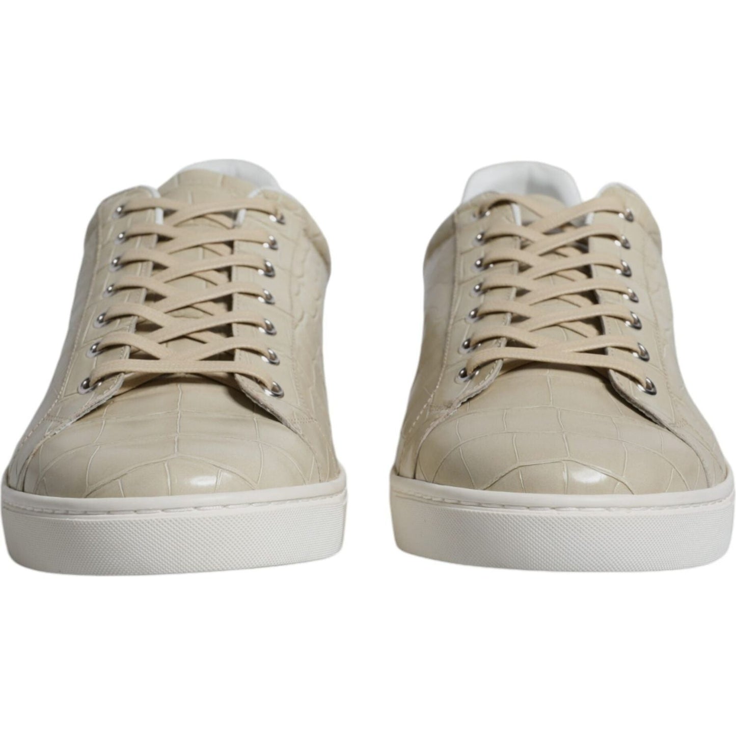 Dolce & Gabbana Beige London Leather Low Top Sneakers Shoes Dolce & Gabbana