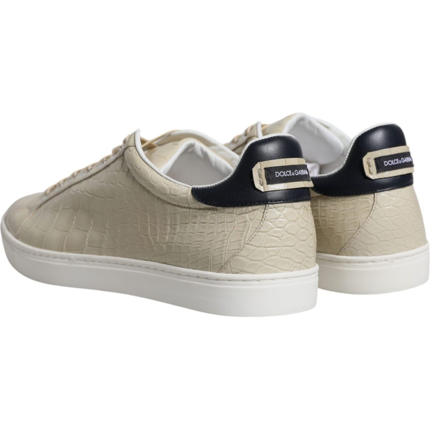 Dolce & Gabbana Beige London Leather Low Top Sneakers Shoes Dolce & Gabbana