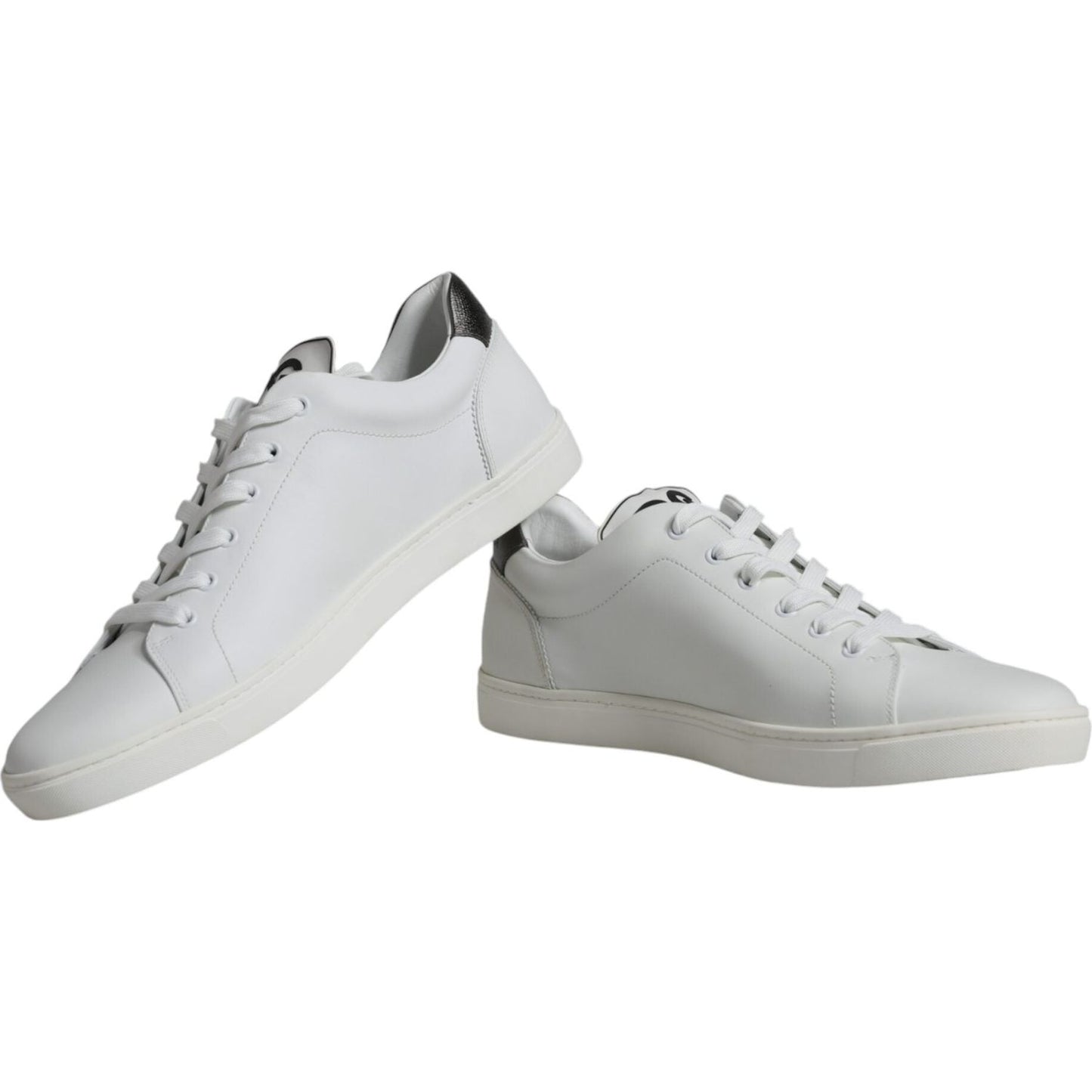 Dolce & Gabbana White Silver Sacred Heart Men Sneakers Shoes Dolce & Gabbana