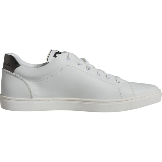 Dolce & Gabbana White Silver Sacred Heart Men Sneakers Shoes