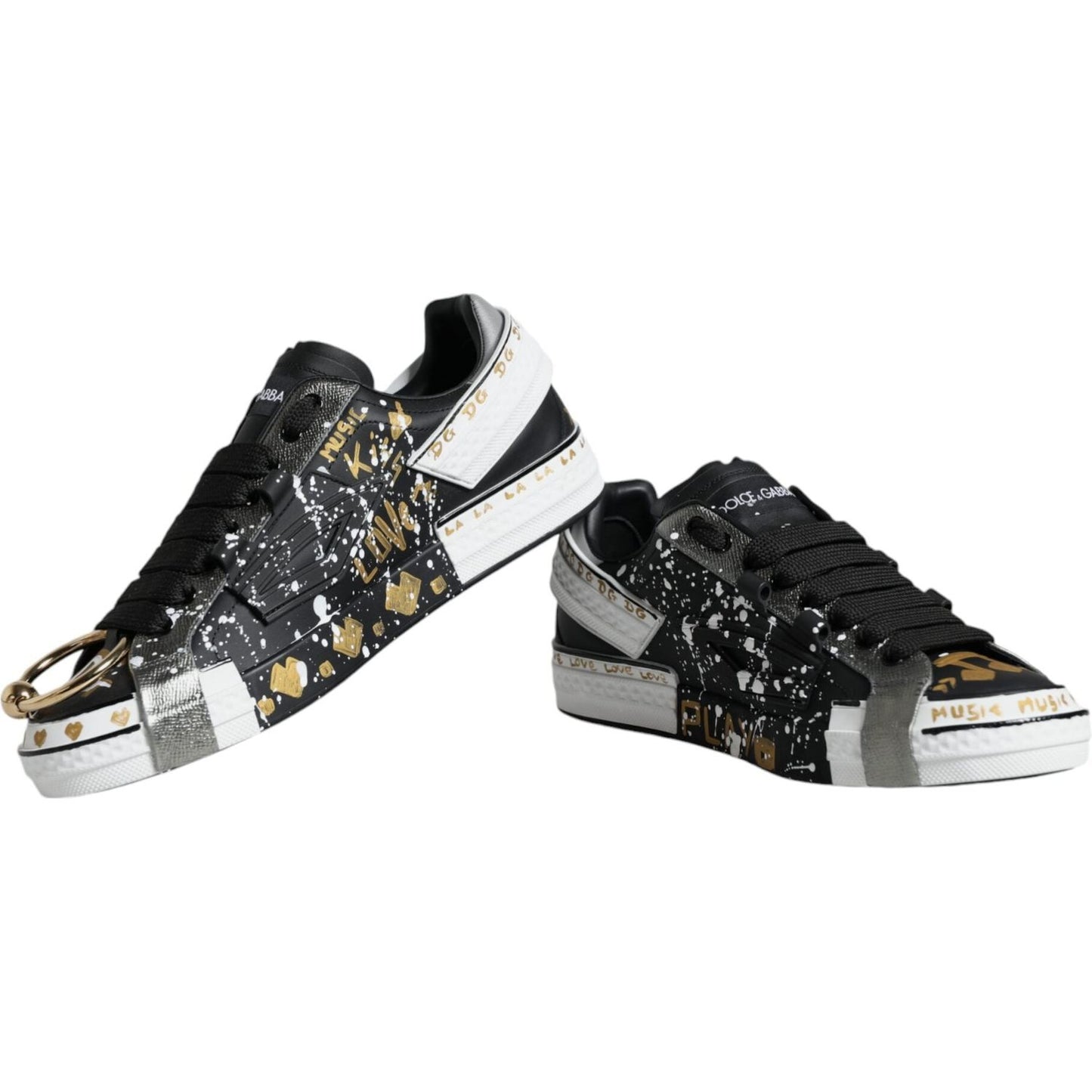 Dolce & Gabbana Black White Portofino Low Top Sneakers Shoes Dolce & Gabbana