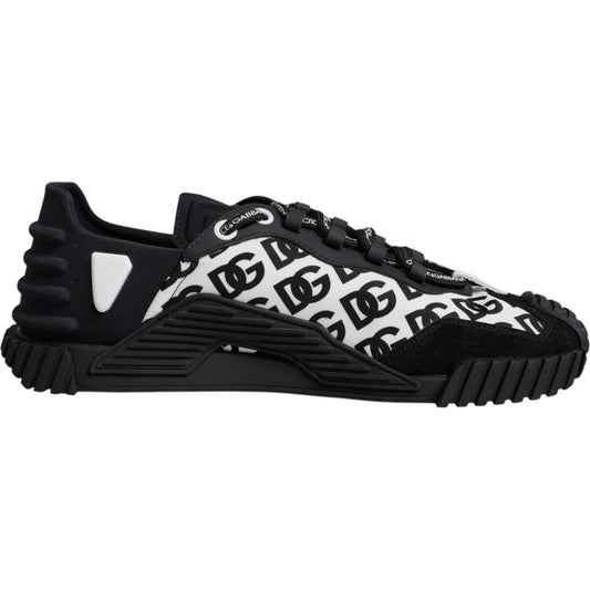 Dolce & Gabbana Black Logo Lace Up Low Top NS1 Sneakers Shoes