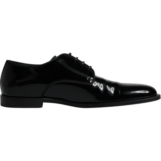 Dolce & Gabbana Black Leather Lace Up Men Derby Formal Shoes