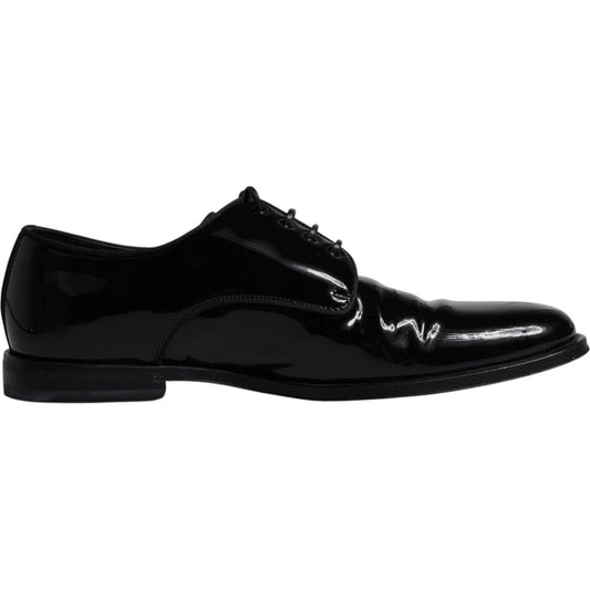 Dolce & Gabbana Black Leather Lace Up Men Derby Formal Shoes