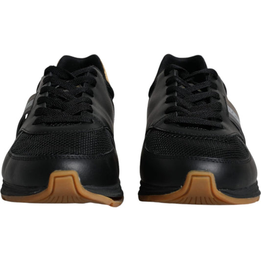 Dolce & Gabbana Black Logo Leather Casual Men Sneakers Shoes