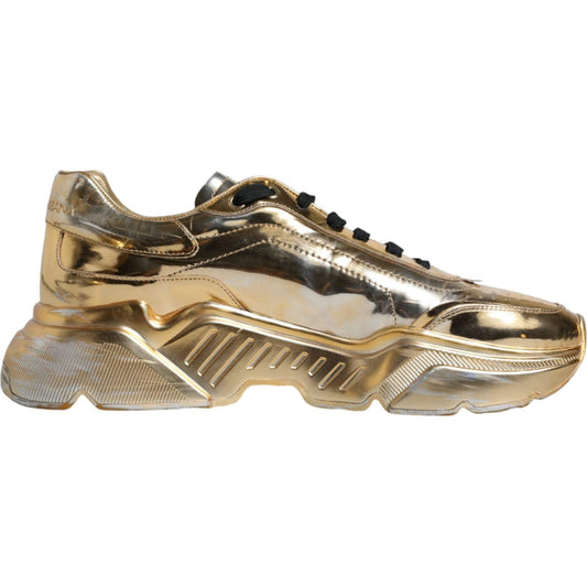 Dolce & Gabbana Gold Leather Daymaster Low Top Sneakers Shoes