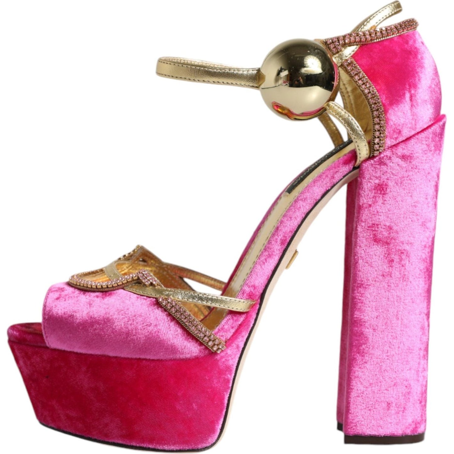 Dolce & Gabbana Pink Velvet Platform Ankle Strap Heel Sandals Shoes Dolce & Gabbana