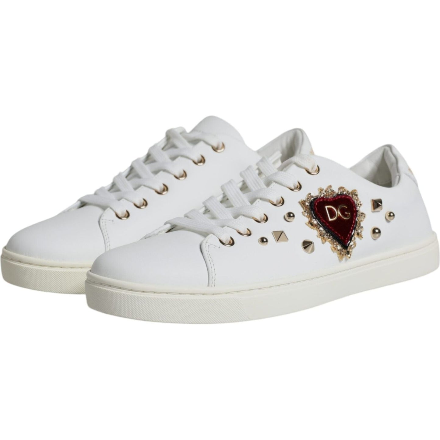 Dolce & Gabbana White Portofino Sacred Heart Sneakers Shoes Dolce & Gabbana