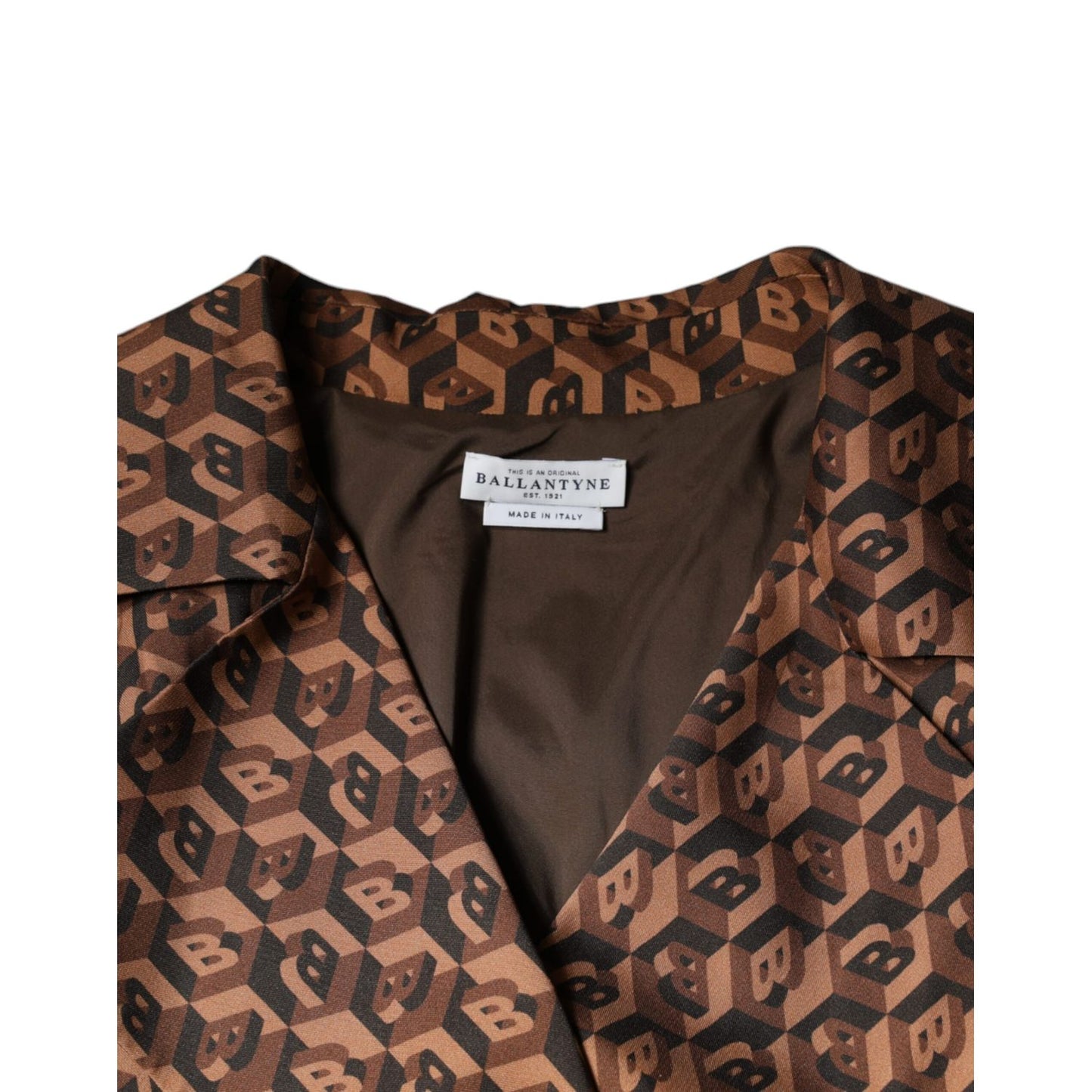 Ballantyne Brown Printed Long Sleeves V-neck Wrap Midi Dress Ballantyne