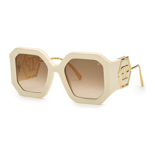 Philipp Plein White Acetate Sunglasses Philipp Plein Wheat