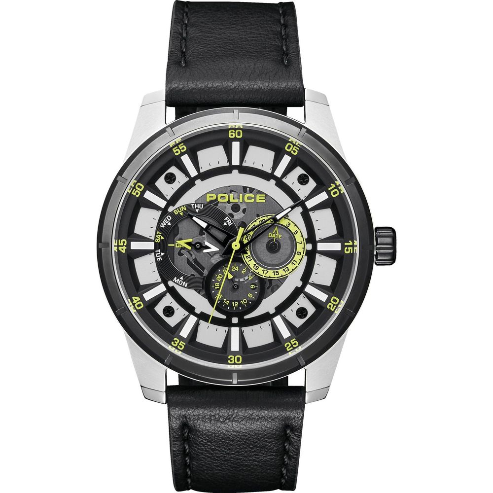 Police Black Leather Watch Police