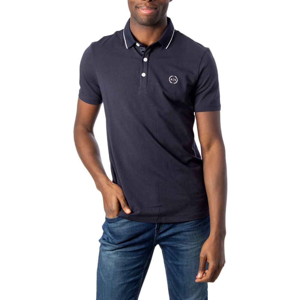 Armani Exchange Blue Cotton Polo Shirt Armani Exchange