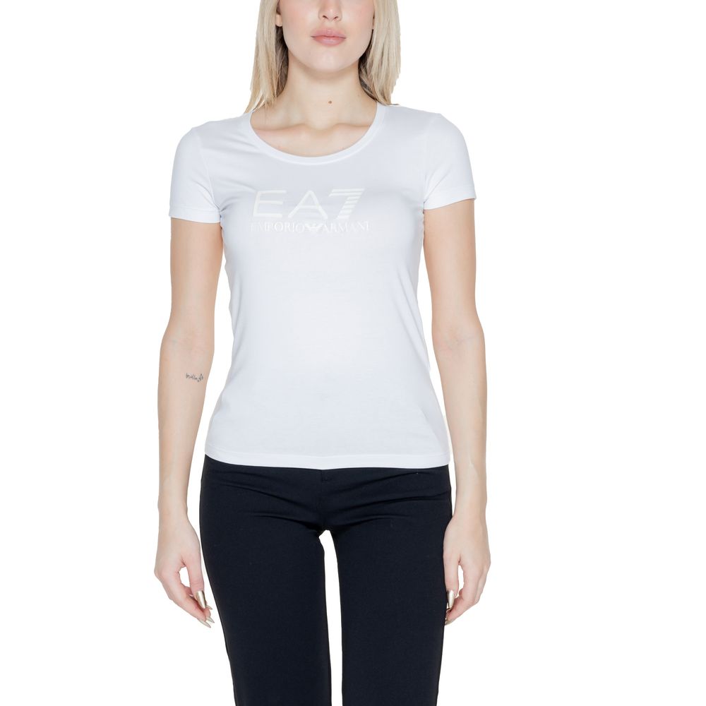 EA7 Emporio Armani Cream Cotton Tops & T-Shirt EA7 Emporio Armani