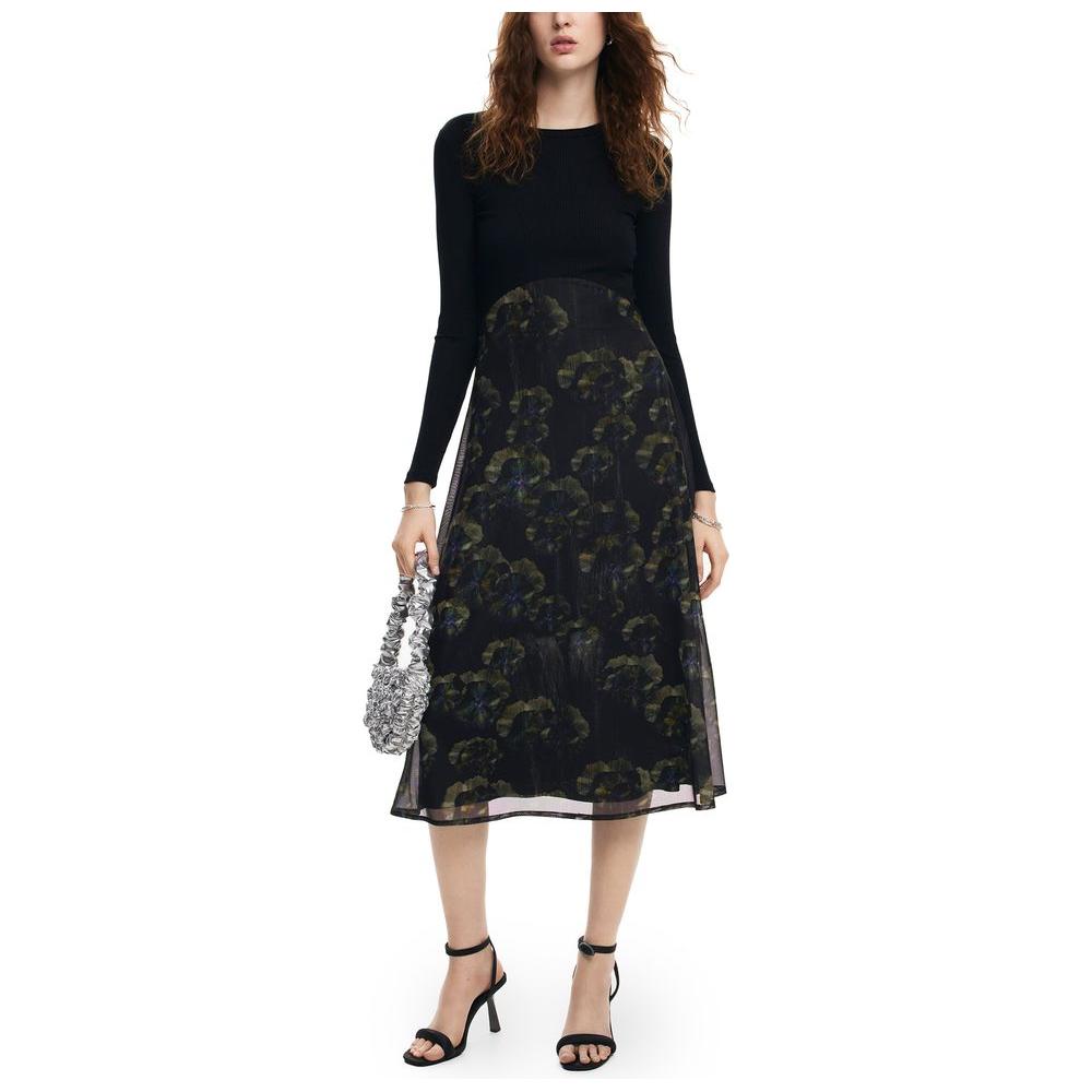 Desigual Black Viscose Dress Desigual