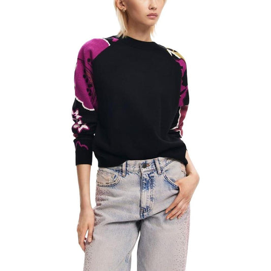 Desigual Black Viscose Sweater Desigual