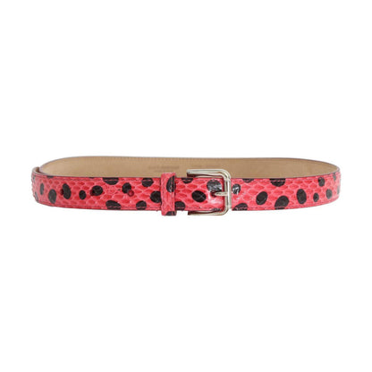 Dolce & Gabbana Pink Polka Snakeskin Silver Buckle Belt